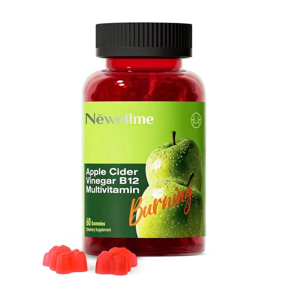 NEWELLME Apple Cider Vinegar Gummies B12 Multivitamin,ACV Supplement Gummy Vitamins,Non GMO, Vegetarian Supplement for Women & Men,Support Normal Energy Levels & Gut Health