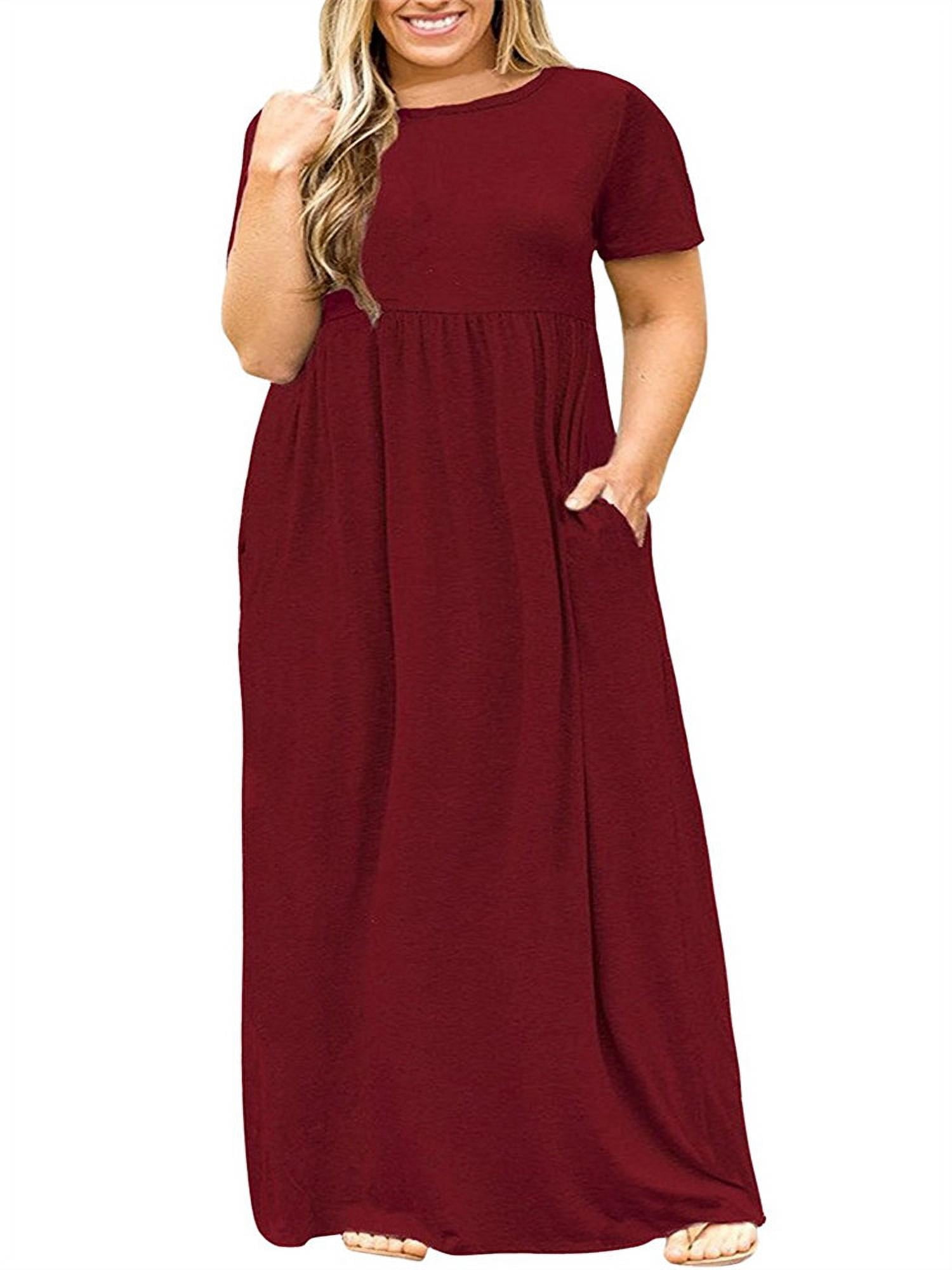 Color Casual Long Dress with Pocket 