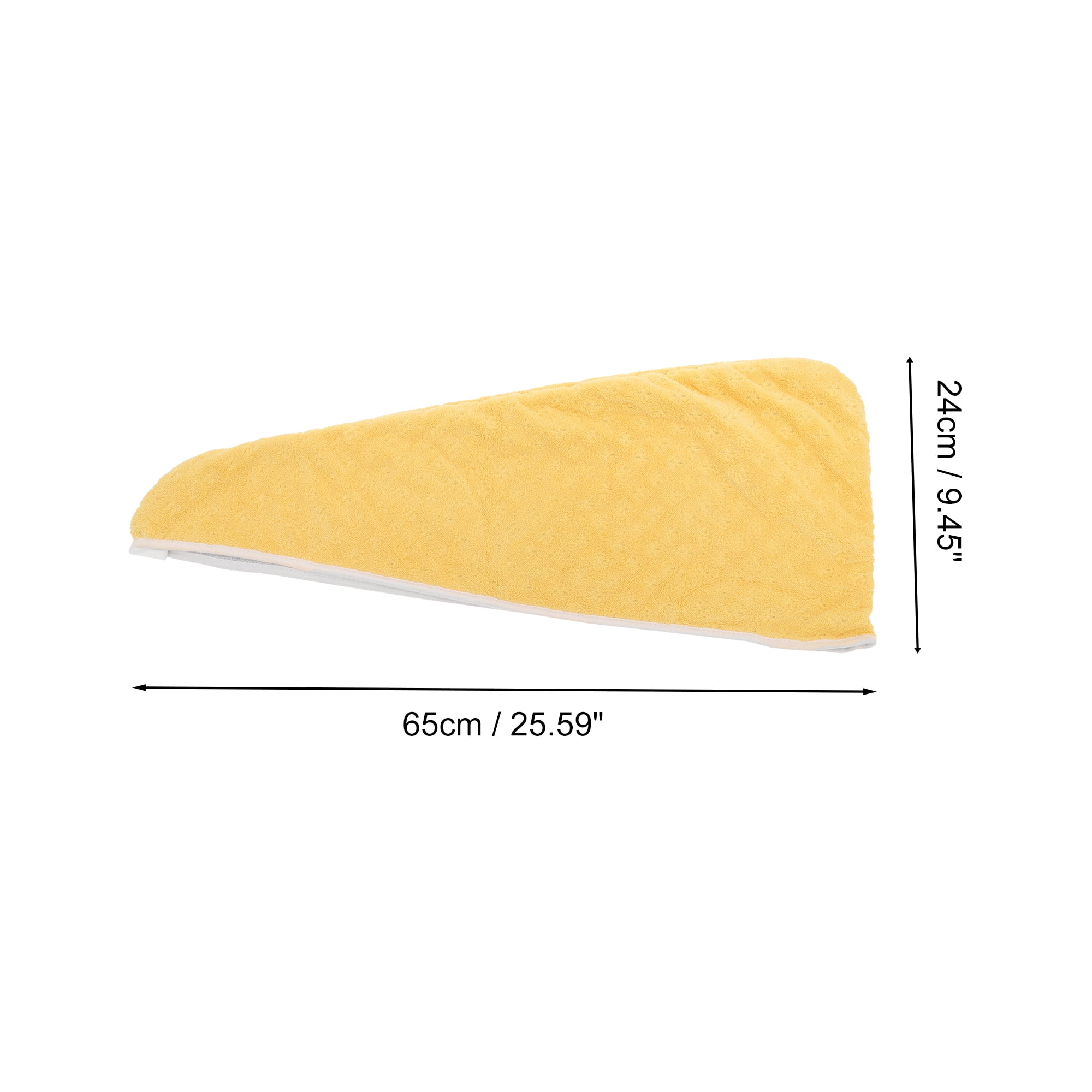 Unique Bargains 1pc Water-absorbent Two Colors Hair Towel 9.45"x 25.59" Yellow, Gray