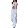 thumbnail image 4 of Biekopu Women Casual Trousers with Solid Color, Elastic Waist Drawstring Loose Version Summer Clothing, 4 of 9