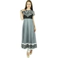 thumbnail image 2 of Bimba Women Long Flaired Gray Anarkali Kurti Indian Kurta Classic Chic Blouse, 2 of 5