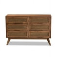 thumbnail image 4 of Baxton Studio Barrett Mid-Century Modern Walnut Brown Finished Wood and Synthetic Rattan 6-Drawer Dresser, 4 of 7
