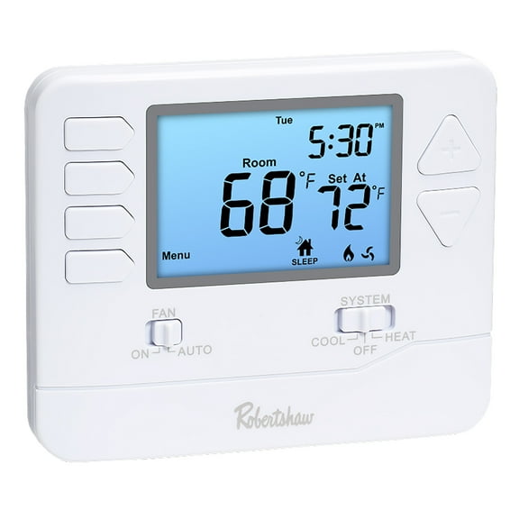 Robertshaw RS9110 Pro Series 5-1-1 Programmable Thermostat, White, 1 Heat / 1 Cool for Single-Stage Systems