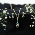 thumbnail image 3 of Rosec Jewels Lab Grown Emerald Pendant and Earrings Set - AAAA Grade - Emerald Diamond Bridal Jewelry Set - with Jewelry Box, 14K Yellow Gold, 3 of 7