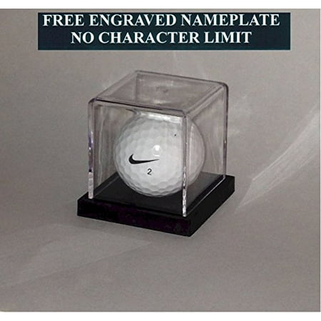 Golf Ball Personalized Hole in One - Eagle - Best Round - Game Acrylic Display Case - Holder Custom Black Base - Free Laser Engraved Name Plate