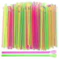 thumbnail image 1 of 400pcs Spoon Straws Slushie Straws Spoon Scoop Straws Disposable Beverage Straws For Ice Cones, 1 of 3