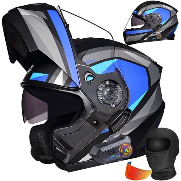 Bluetooth Modular Motorcycle Helmet DOT Approved for Adults with Dual Visor, Built-in Speaker & Microphone for Men and Women