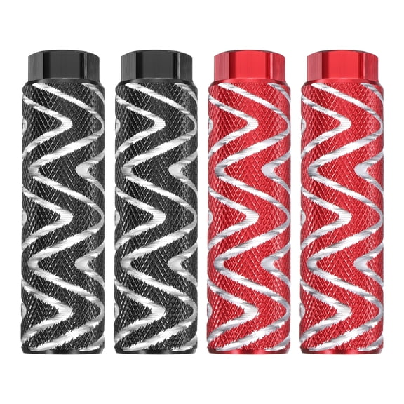 Uxcell 2 Pairs Bike Pegs Aluminum Alloy Rear Stunt Pegs Anti-Skid Foot Pedals fit 3/8" Axles for Mountain Bike BMX, Black & Red