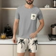 thumbnail image 4 of Ensembles de Pyjamas 2 Pcs pour Hommes Ultra Doux Texturés Costumes Athlétiques Extensibles Col Rond Manches Courtes Chemises Athlétiques Extensibles Séchage Rapide Vêtements de Détente Shorts Ensembles d'Été Hommes 2 Pcs Chemise de Nuit, 4 of 6