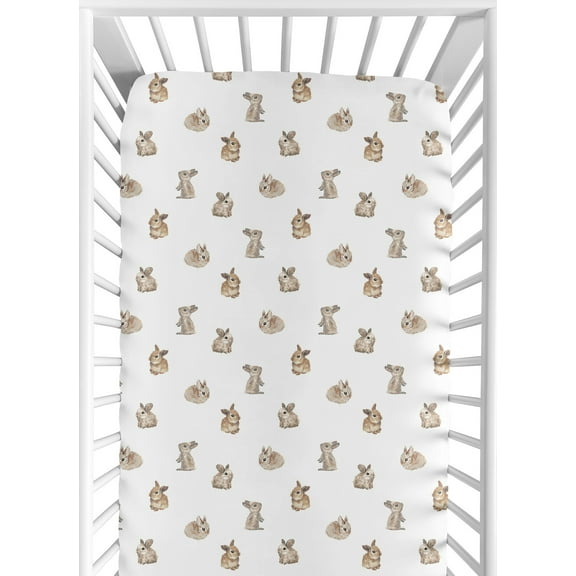 Sweet Jojo Designs Woodland Bunny Boy, Girl, Unisex/Gender Neutral Fitted Crib Sheet