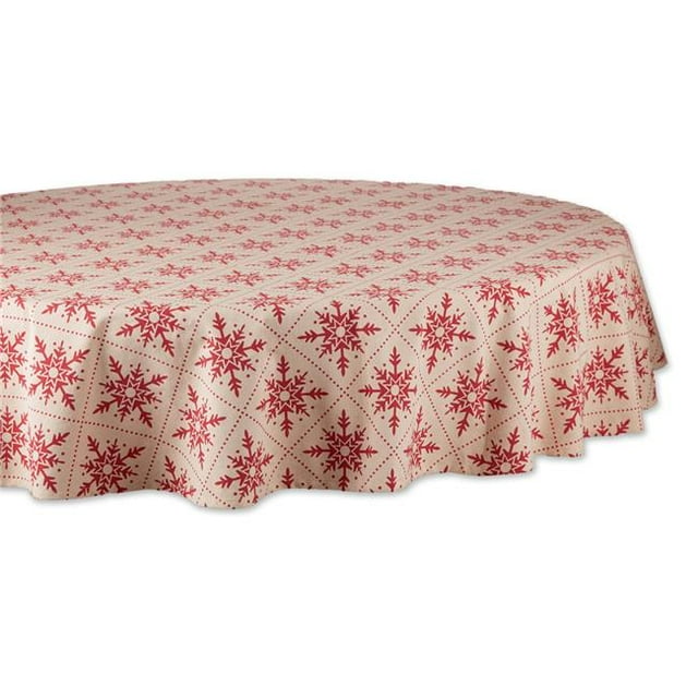 Design Imports CAMZ13411 Nappe Ronde Scandinave Imprimée Flocons de Neige 70 Po.