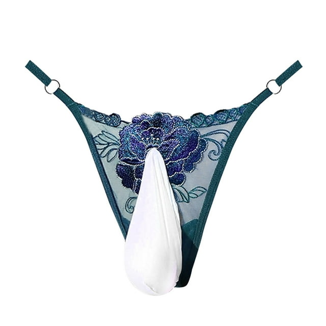 String Brodé pour Hommes Maille Aguichant Transparent Taille Basse Ajustable Grande Taille sous-Vêtements