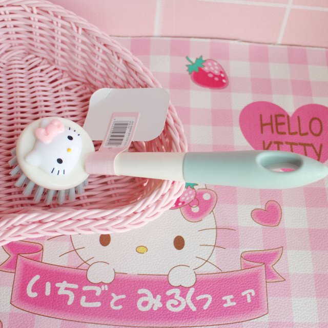 Cepillo de limpieza con dibujos animados de Hello Kitty, cepillo multifuncional con forma de gato Dingdang, lindo cepillo para ollas KT, cepillo para lavar platos