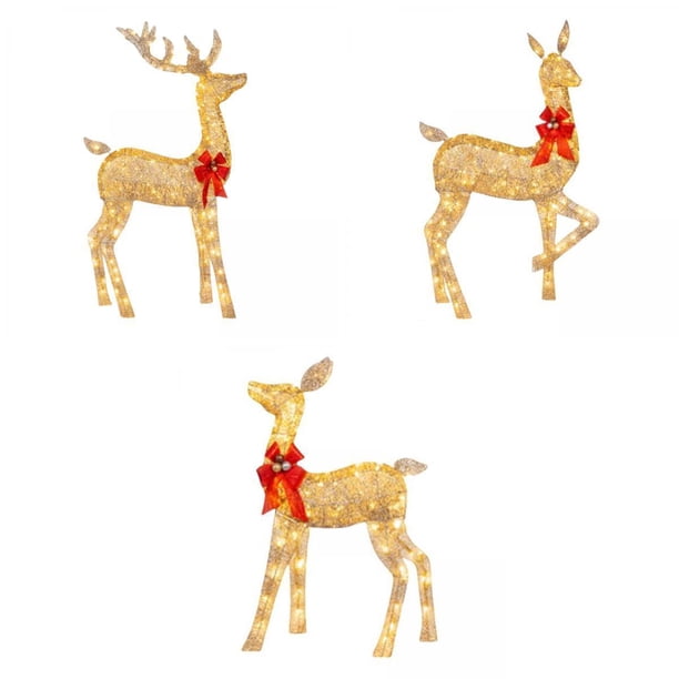 Luz de reno,Decoraciones al aire libre Navidad Reno Iluminado,Navidad césped decoraciones patio luces LED ciervos,Navidad Reno cálidas luces blancas que brillan ,Renos de Navidad Yuyangstore Luz de reno