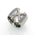 thumbnail image 3 of Women's Titanium Steel Ring X Shaped Cross with Diamond and Zircon Europe America CNC Ring Loose Gem Stone Ring, 3 of 6