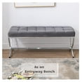 thumbnail image 4 of Drevy Modern Button Tufted Bench, Velvet Ottoman Dining Bench, Stylish Footstool for Entryway Bedroom Kitchen Dining Table, Grey, 4 of 7
