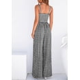thumbnail image 5 of PRETTYGARDEN One Piece Jumpsuits for Women Summer Sleeveless Smocked Gingham Wide Leg Date Night Rompers Spring Outfits, 5 of 10