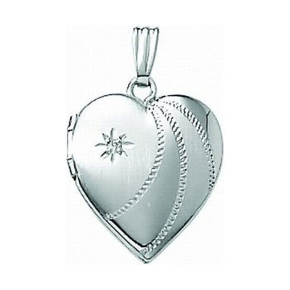 14K White Gold Small Heart Locket - 1/2 Inch X 1/2 Inch Solid 14K White Gold