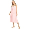 thumbnail image 3 of WBQ Women Nightgowns Sleeveless Lace V Neck Sleepwear Spaghetti Strap Pajama Dress Soft Sexy Sleep Shirt Loose Elegant Nightshirt,S-XXL, 3 of 6