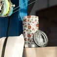 thumbnail image 3 of 20oz Tumblers Fall Pumpkins Leaves Pattern Stainless Steel Vacuum Insulated Double Wall Travel Tumbler Cups Mug with Lid and Straw,Cleaning Brush for Cold & Hot Drinks, 3 of 7