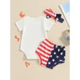 thumbnail image 5 of Jxzom Infant Baby Girl 4th of July Outfit Newborn Romper Shorts Headband Set 3 6 9 12 18 Months Summer Bodysuit American Flag Clothes, 5 of 8
