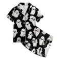 thumbnail image 5 of KPOPLK Silk PJs Kids Girls Satin Pajama Set Halloween Pumpkin Print Short Sleeve Button Shirts and Shorts 2 Piece Sleepwear,Size 10-11 Years, 5 of 5