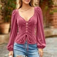 thumbnail image 4 of JOANKDMI Gothic Vampire Lace-Up Corset Top Women Elegant Puff Long Sleeve Sweetheart Neckline Blouse for Roleplay Renaissance Fair Halloween Costume Outfit, 4 of 6