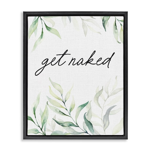 Get Naked Bathroom Herbs Black Framed Floater Canvas Wall Art, design by Lettered and Lined
