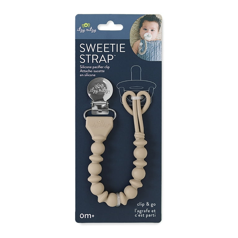 ペッピープレッピー Itzy Ritzy Silicone Pacifier Clip with Beaded Strap in Toast