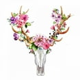 thumbnail image 2 of Atelier B Art Studio 20x20 White Modern Wood Framed Museum Art Print Titled - Rustic Deer Skull with Flowers, 2 of 4