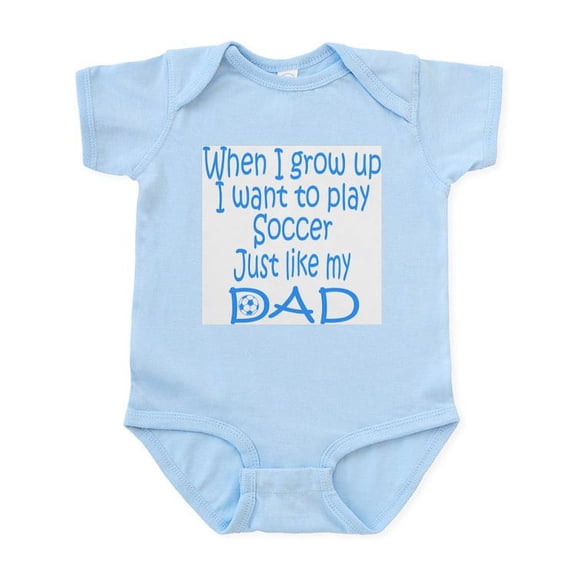 CafePress - Soccer Just Like Dad Blue Infant Creeper - Baby Light Bodysuit, Size Newborn - 24 Months