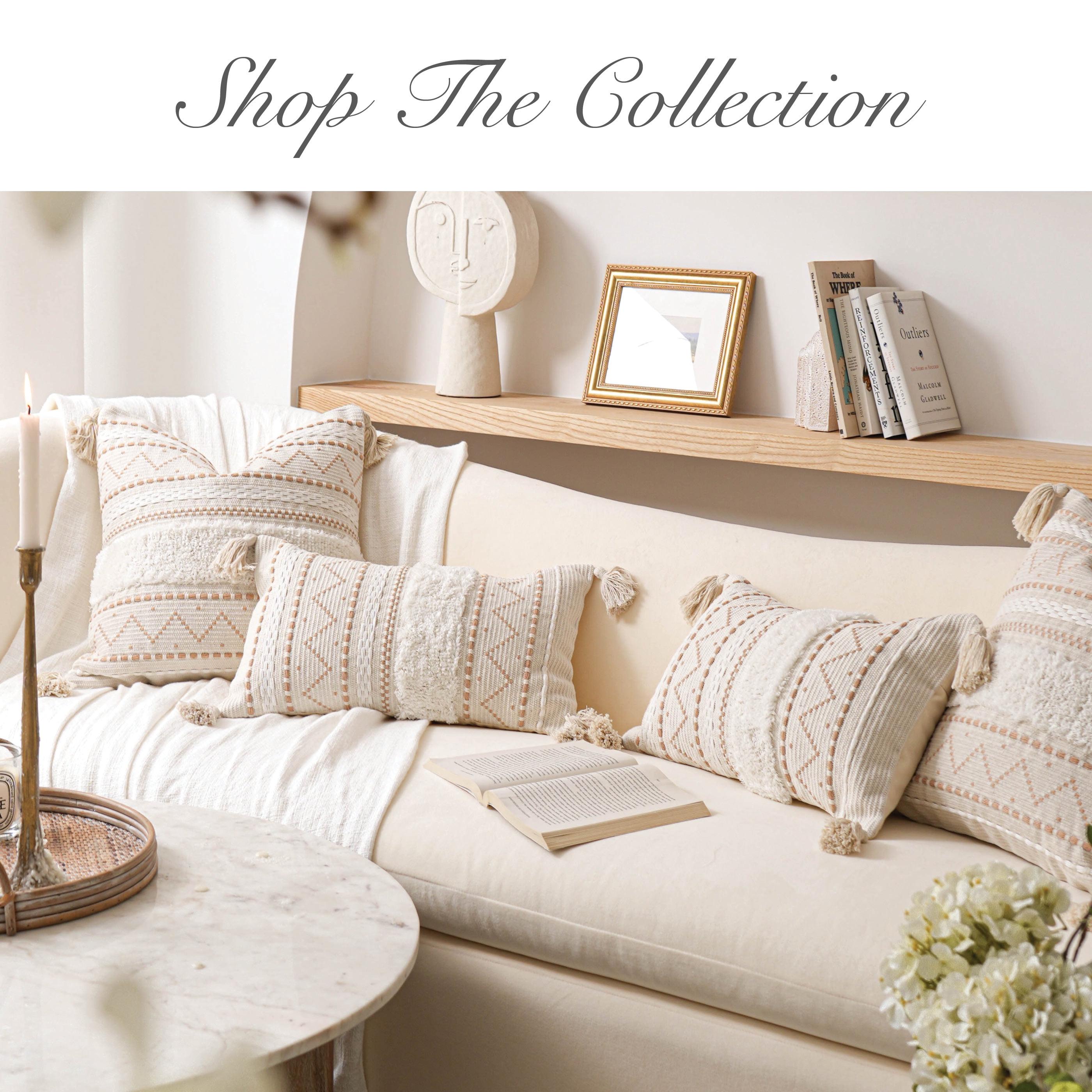 BlissBlush Cream Decorative Lumbar Throw Pillow Cover 14x36 Boho Long Cushion for Bed Neutral Accent Farmhouse Pillowcase for Bedroom Living Room Couch Sofa Home Décor (Cover ONLY, Pack of 1)