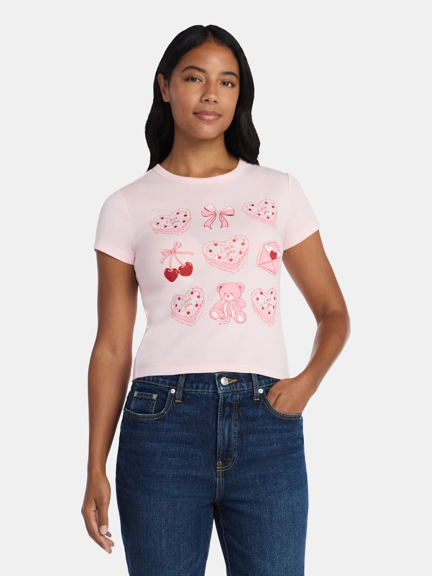 Valentine's Day Women's Classic Cake Graphic Tee with Short