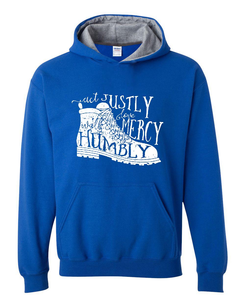 Novelty Hoodie Act Justly Love Mercy Walk Humbly Unisex Hoodies Conrast Color