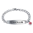 thumbnail image 1 of Penicillin Medical Identification ID Bracelet Miami Cuban Link Chain for Women Stainless Steel 7.5 Inch Custom Engraved, 1 of 6