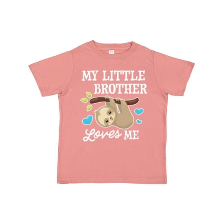 

Inktastic My Little Brother Loves Me with Sloth and Hearts Gift Toddler Boy or Toddler Girl T-Shirt