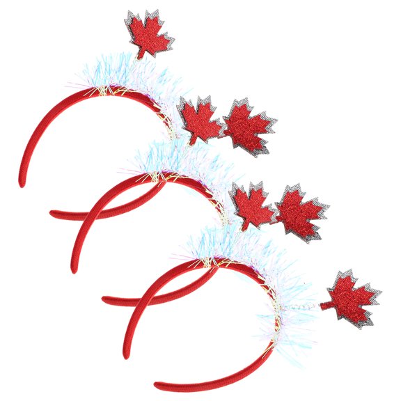 OULII 3Pcs Canadian Maple Leaf Headband Lightweight Red Fall Celebration