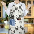 thumbnail image 6 of White Chicken Black Rooster Pattern Apron-Garden Aprons for Women with Pockets-Cotton Linen Waterproof Kitchen Cooking Gardening Aprons Adjustable for Kitchen,Cooking,BBQ and Salon 33x27 Inch, 6 of 7