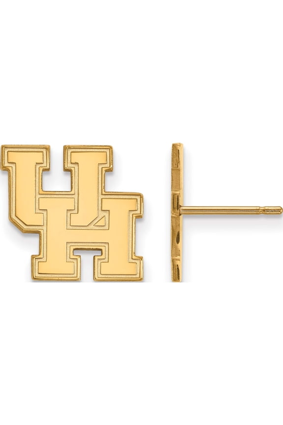Ss/Gold Plated Sterling Silver With Gp Logoart University Of Houston Small Post Earrings (12 X 13) Made In United States gp008uho