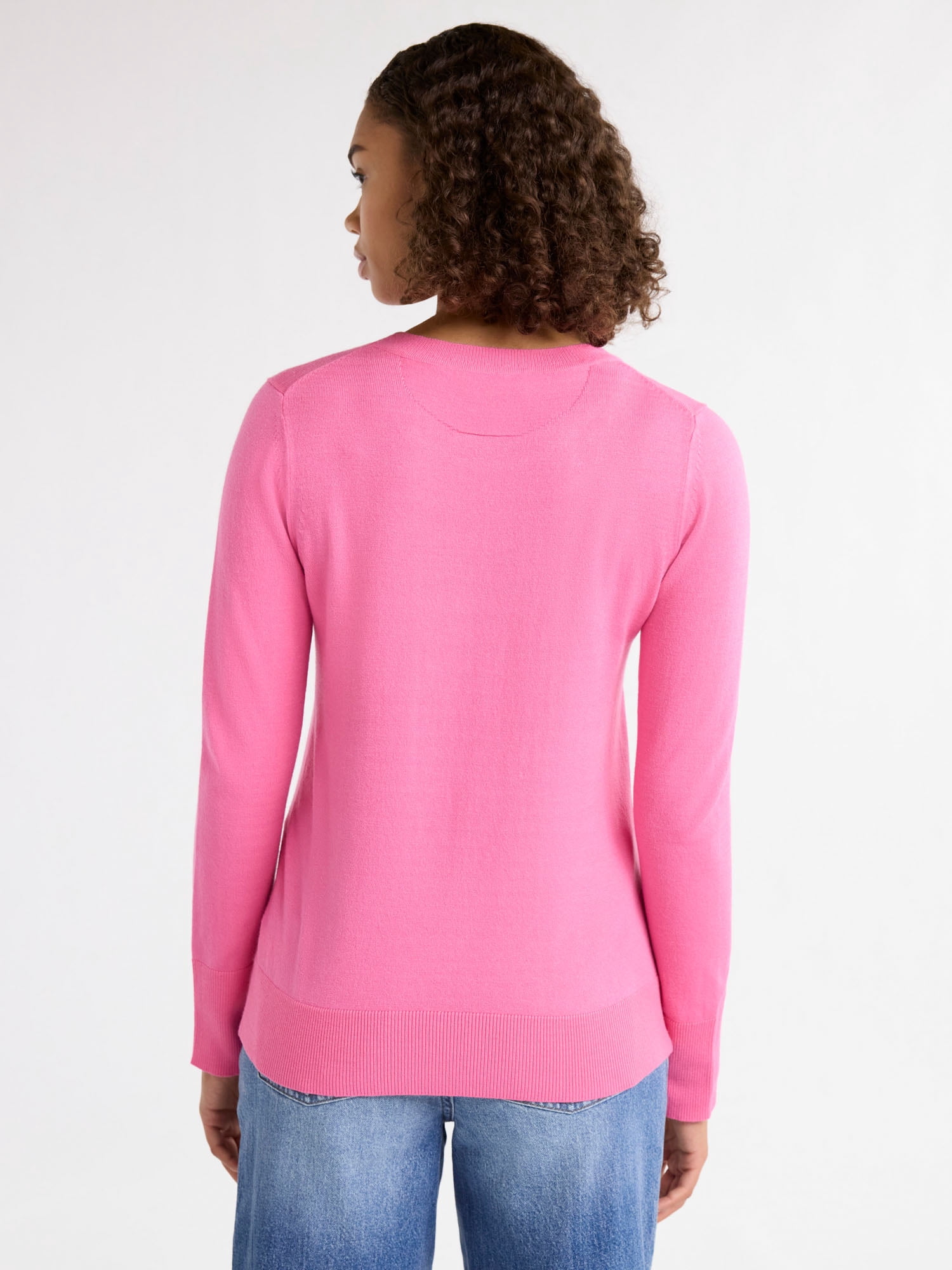 Free Assembly Women’s Cozy Yarn Crewneck Sweater with Long Sleeves, Lightweight, Sizes XS-XXXL