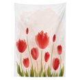thumbnail image 3 of Ambesonne Floral Tablecloth Rectangular Table Cover, Romantic Tulip Blossoms, 60"x90", Vermilion Green Peach, 3 of 4
