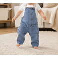 thumbnail image 3 of KIDSCOOL Toddler Denim Overalls Unisex Baby Canvas Strap Jeans Bib Jumpsuits,Blue,9-12 Months, 3 of 6
