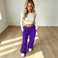 thumbnail image 7 of Women Petite Sweatpants Pull On Baggy No Drawstring Fleece Sweatpant Elastic Waist Casual Wide Leg Jogging Pants with Side Pockets, 7 of 7