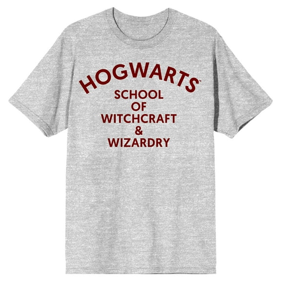 Harry Potter Hogwarts Simple Text Men's Athletic Heather T-shirt-Small