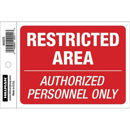UPC 045899000113 product image for Hillman Group 843375 4 x 6 in. Vinyl Restricted Area Sign - 5 Piece | upcitemdb.com