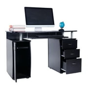 Ktaxon Black 3 Drawers Computer Desk Black Study Workstation Office