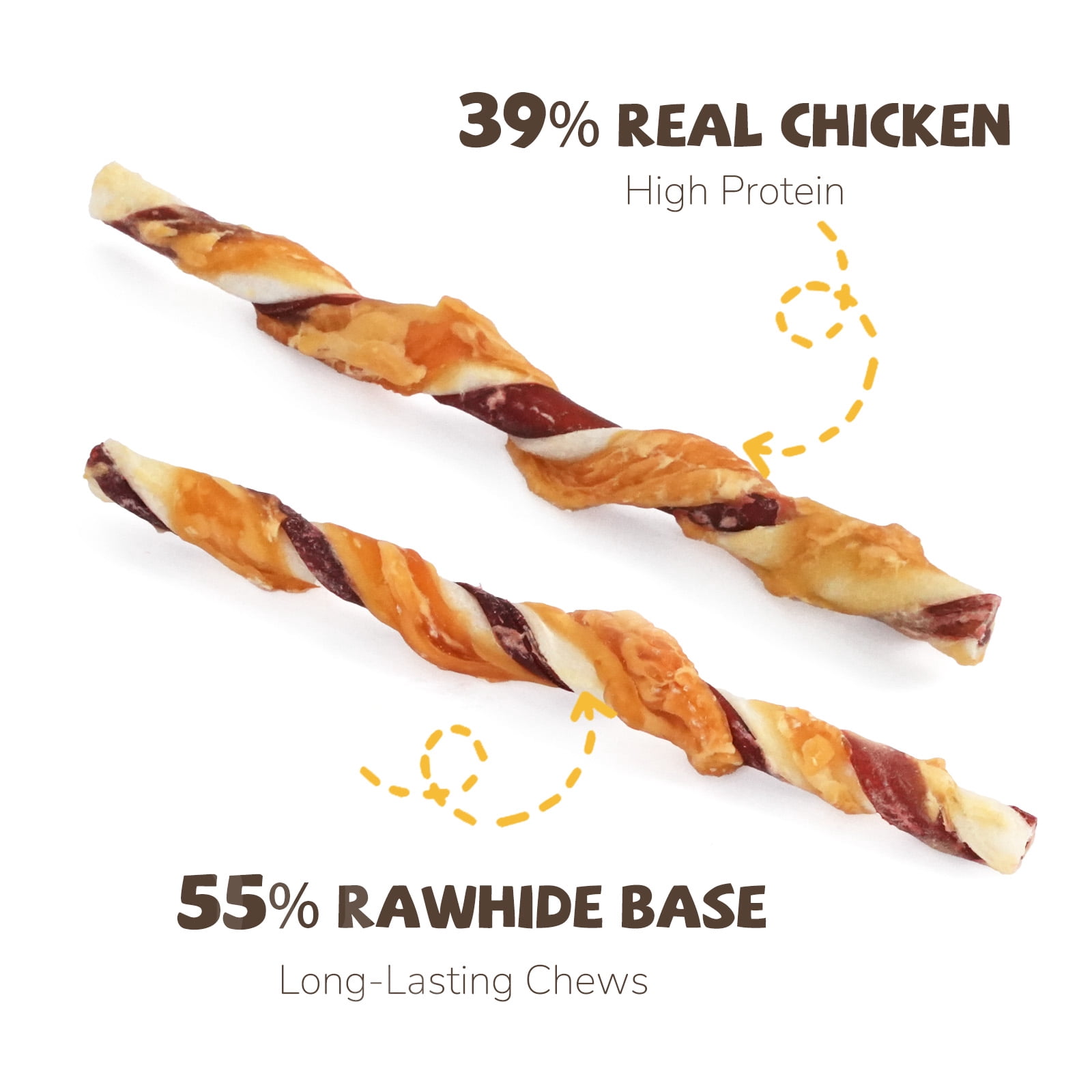 (4 pack) PAWUP Chicken Wrapped Rawhide Sticks, Chicken Jerky Twist Dog Treats for All Dogs, Dog Bones Long Lasting Dog Chew Dental Treats, 10.6oz