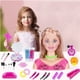 thumbnail image 1 of Maniquí de cabeza de muñeca para peinar el cabello | Set de juego de lujo para simular maquillaje y peluquería | Cabello sintético suave y accesorios | Cabezal desmontable | Kit de 35 piezas |, 1 of 2
