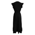 thumbnail image 6 of HNMKIU Casual Dresses for Women A-Line V Neck Long With Ruffles Flowy Elegant Wear Summer Spring Fall Boho Maxi for Daily Maxi Dress Black,XXL, 6 of 7