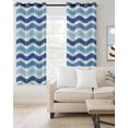 thumbnail image 4 of Blue Gradient Water Ripple Blackout Curtains for Bedroom Living Room, Striped 84 In Long Thermal Insulated Room Darkening Drapes Grommet Window Treatments, 42 x 84 In, 4 of 9